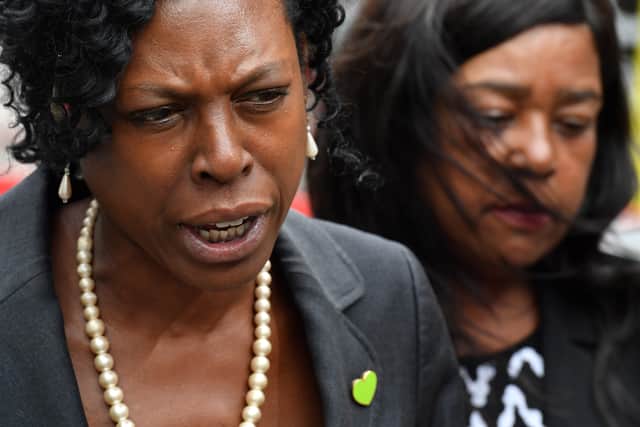 Yvette Williams, left, at the opening day of the Grenfell Tower inquiry. Credit: BEN STANSALL/AFP via Getty Images