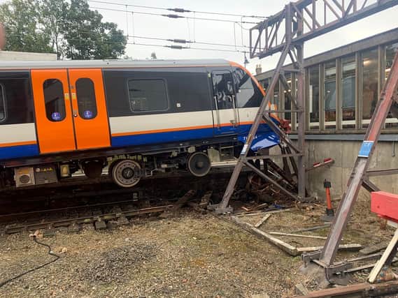 The London Overground crash at Enfield Town this morning. Credit: London Fire Brigade / SWNS