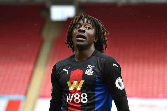  Eberechi Eze of Crystal Palace celebrates after scoring  (Photo by Rui Vieira - Pool/Getty Images)