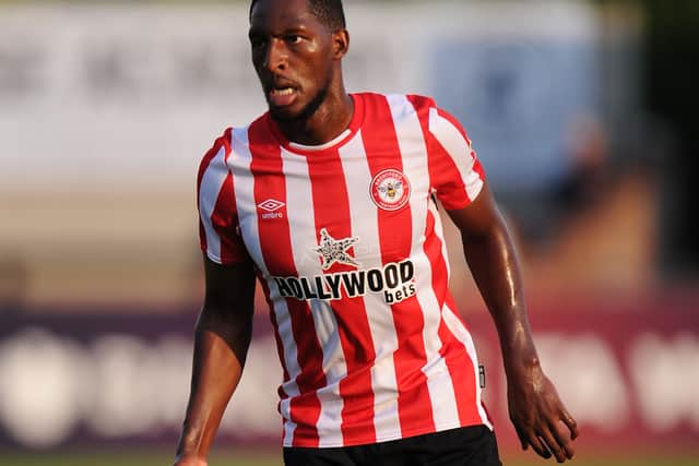 Shandon Baptiste of Brentford turns with the ball during the Pre-Season Friendly  (Photo by Alex Burstow/Getty Images)