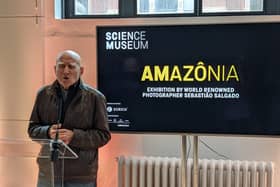 Sebastiao Salgado opening his exhibition at the Science Museum. Credit: Lynn Rusk