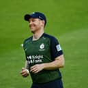 Eoin Morgan of Middlesex reacts after taking the catch of Jamie Overton of Surrey during the Vitality T20 Blast match between Middlesex and Surrey at Lord's Cricket Ground on June 10, 2021 in London, England. (Photo by Alex Davidson/Getty Images)