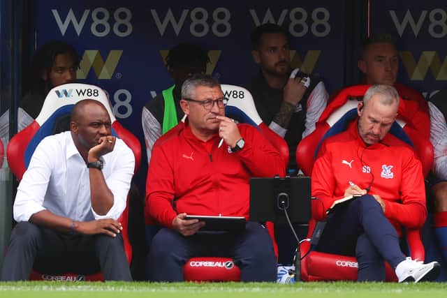 Patrick Vieira, Manager of Crystal Palace looks on during the Premier League match (Photo by Julian Finney/Getty Images)