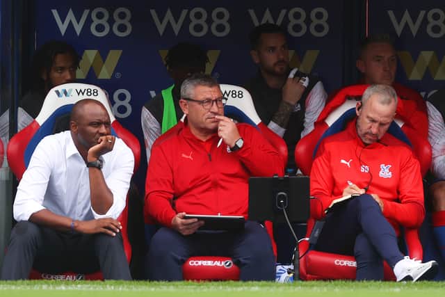 Patrick Vieira, Manager of Crystal Palace looks on during the Premier League match  (Photo by Julian Finney/Getty Images)