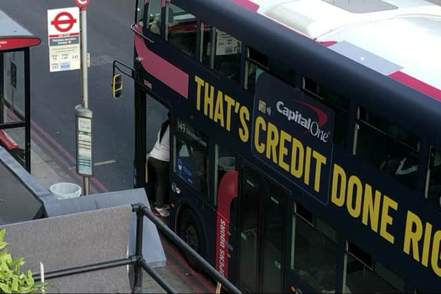 Video grab from the shocking video shows a bus driver being repeatedly harassed by threatening passengers who were asked to leave the vehicle. Credit: SWNS