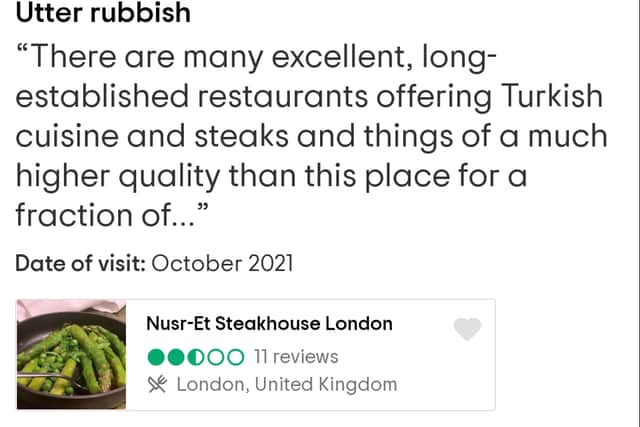 ‘Utter rubbish’: Sikandar’s review of Salt Bae’s restaurant. Credit: TripAdvisor