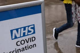 A sign for a Covid-19 vaccination centre.  (Photo by Dan Kitwood/Getty Images)