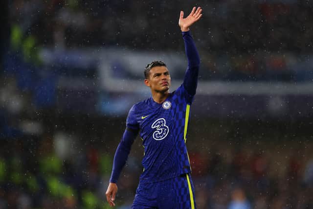 Thiago Silva of Chelsea waves to the crowd at full-time after the UEFA Champions League (Photo by Catherine Ivill/Getty Images)