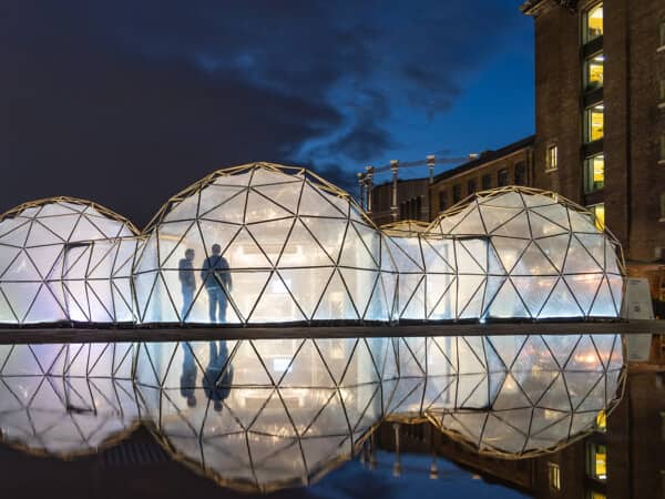 The Pollution Pods in King’s Cross’ Granary Square. Credit: John Sturrock