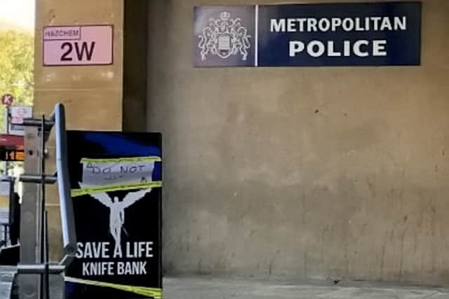 The state of the deposit bin outside Brixton police station in south London has caused outrage among fearful local residents. Credit: Gwyn Wright / SWNS