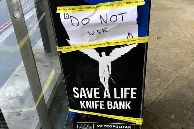 A knife amnesty bin outside a police station has been closed down after being found “overflowing” with deadly blades.  Credit: Gwyn Wright / SWNS