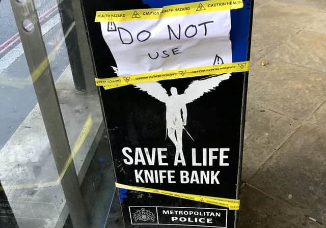 A knife amnesty bin outside a police station has been closed down after being found “overflowing” with deadly blades.  Credit: Gwyn Wright / SWNS