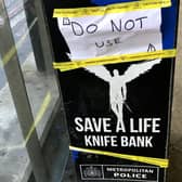 Knife amnesty box outside Brixton Police Station in south London closed after being found to be ‘overflowing’ with deadly blades.  Credit: Gwyn Wright / SWNS