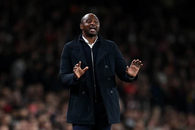  Patrick Vieira, Manager of Crystal Palace gives their team instructions during the Premier League (Photo by Shaun Botterill/Getty Images)