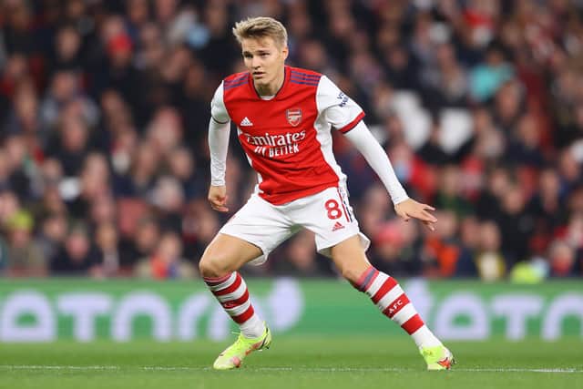  Martin Odegaard of Arsenal   in action during the Premier League match (Photo by Richard Heathcote/Getty Images)