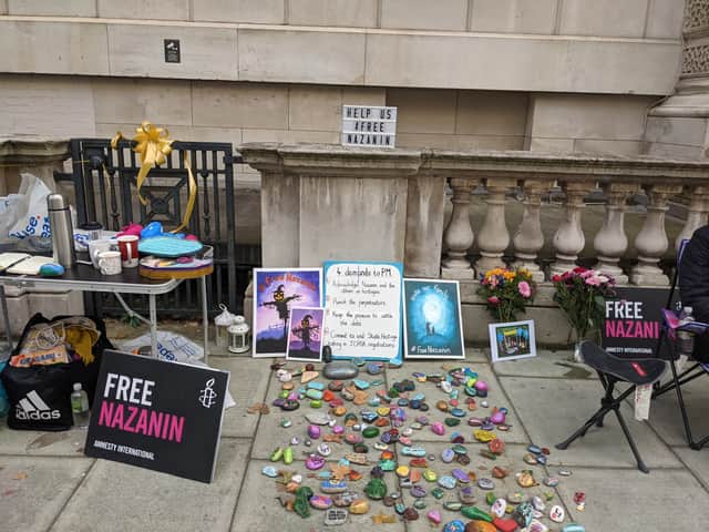 The Free Nazanin protest in Whitehall. Credit: Lynn Rusk