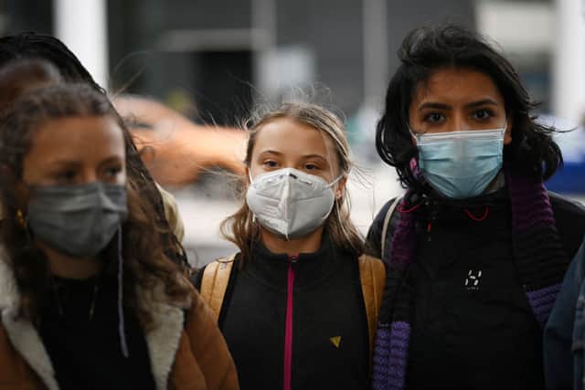 Climate activist Greta Thunberg joins a protest outside the headquarters of Standard Chartered. Photo by Leon Neal/Getty Images