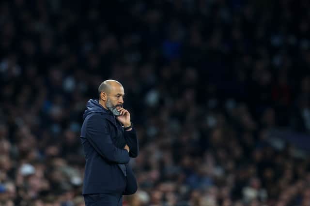 <p> Nuno Espirito Santo, Manager of Tottenham Hotspur reacts during the Premier League match (Photo by Catherine Ivill/Getty Images)</p>