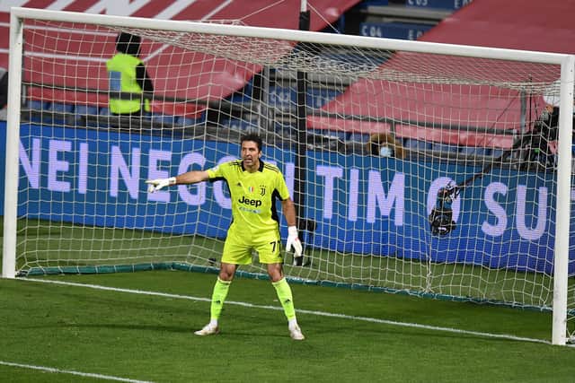 Gianluigi Buffon of Juventus  gestures during the TIMVISION Cup (Photo by Alessandro Sabattini/Getty Images for Lega Serie A)