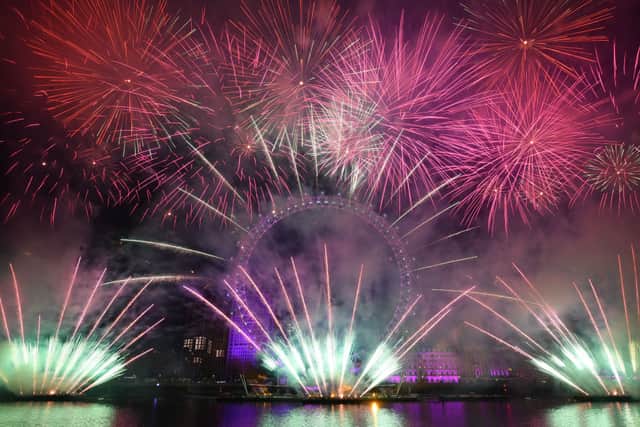 Titanium Pyrotechnics fireworks for New Year’s Eve. The firework company is putting on the fireworks in Battersea Park. Credit: DANIEL LEAL-OLIVAS/AFP via Getty Images