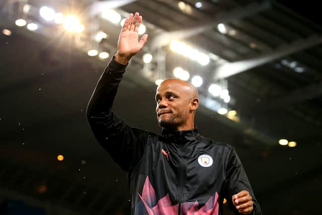  Vincent Kompany of Manchester City acknowledges the crowd (Photo by Alex Livesey/Getty Images)