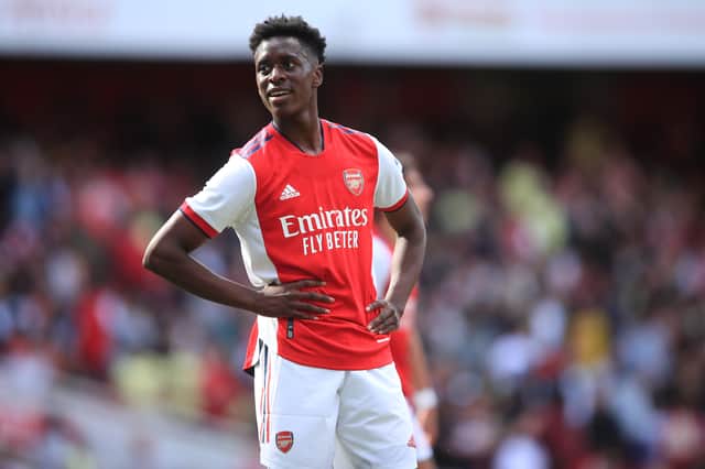 Albert Sambi Lokonga of Arsenal during the Pre Season  (Photo by Marc Atkins/Getty Images)