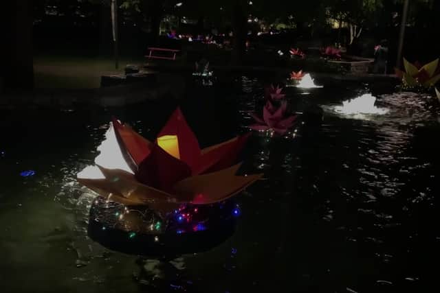 Diwali light show in Canary Wharf. Credit: Local TV