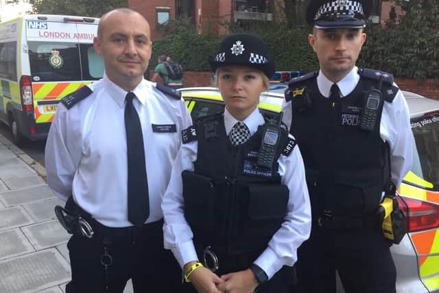 Pc Deniz Jaffer on the left. This photo first appeared in an Evening Standard article in 2019 which highlighted attacks on police officers. Pc Jaffer had been attacked in east London. Credit: Hornchurch Turk Facebook/Met Police/Triangle News