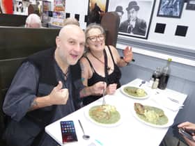 Eating a hot plate of pie, mash and liquor. Photographs courtesy of Mike Goldwater and Graham Hilling