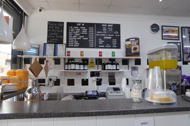 The menu at Hughes’s Pie and Mash. Photographs courtesy of Mike Goldwater and Graham Hilling