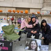 BBC presenters Victoria Coren Mitchell, left, and Claudia Winkleman, right, support Richard Ratcliffe on the 16th day of his hunger strike. Credit: Lynn Rusk