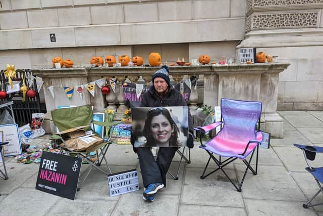 Richard Ratcliffe on the 16th day of his hunger strike. Credit: Lynn Rusk.