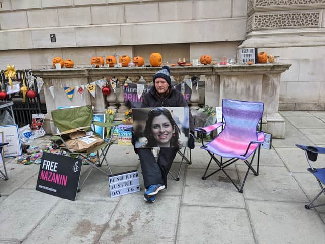 Richard Ratcliffe on the 16th day of his hunger strike. Credit: Lynn Rusk.
