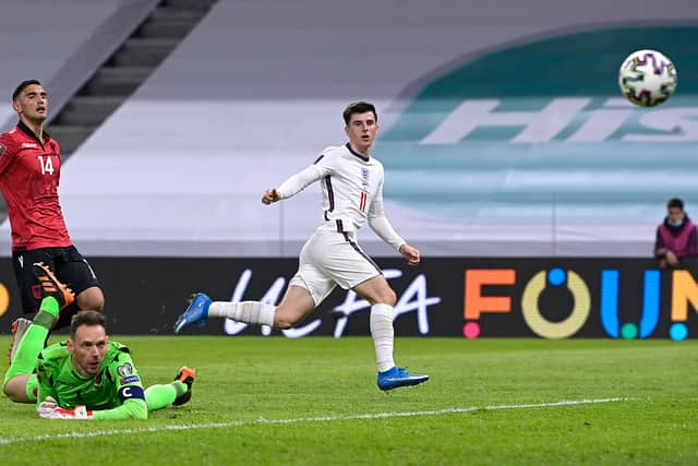 Mason Mount scored one of two goals in England v Albania’s first match in March 2021