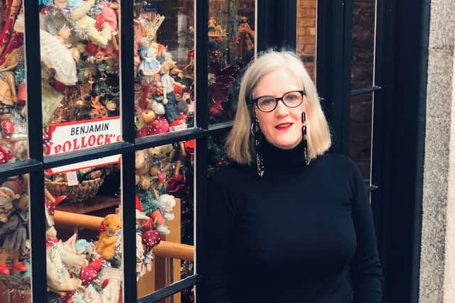 Louise Heard outside Benjamin Pollock’s Toy Shop. Credit: Louise Heard