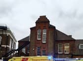 Emergency services at Rosemead Prep School, in Dulwich, after a ceiling collapsed. Credit: LFB