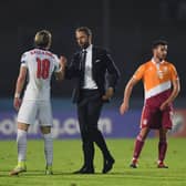 Conor Gallagher of England shakes hands with Gareth Southgate, Manager of England  (Photo by Alessandro Sabattini/Getty Images)