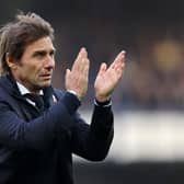 Antonio Conte, Manager of Tottenham Hotspur applauds the fans (Photo by Clive Brunskill/Getty Images)