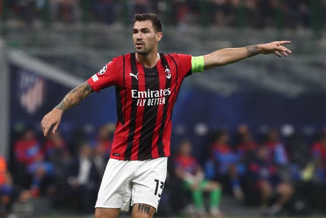 SEPTEMBER 28: Alessio Romagnoli of AC Milan gestures during the UEFA Champions League (Photo by Marco Luzzani/Getty Images)