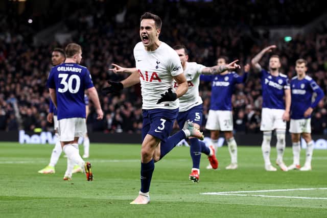 Sergio Reguilon of Tottenham Hotspur celebrates after scoring their side’s second goal . (Photo by Ryan Pierse/Getty Images)