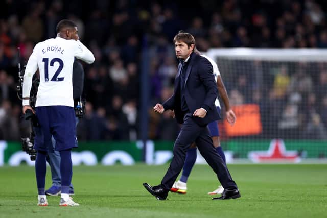 Antonio Conte, Manager of Tottenham Hotspur celebrates their side’s victory (Photo by Ryan Pierse/Getty Images)