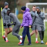 Lucas Moura of Tottenham Hotspur smiles as he trains during the Tottenham Hotspur training (Photo by Alex Morton/Getty Images)