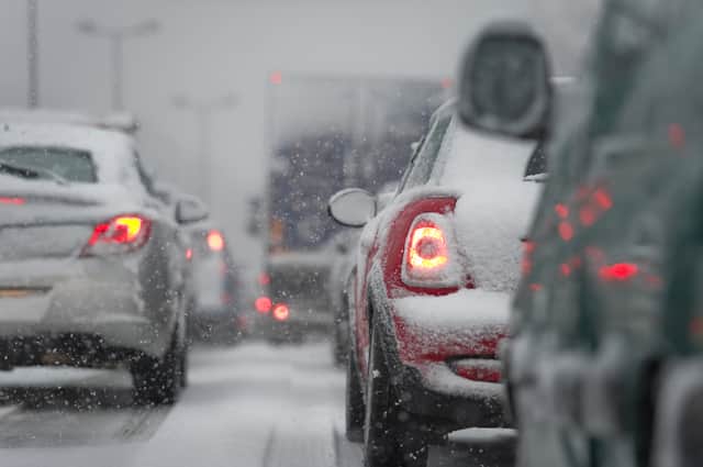 Motorists are left stranded on the M25 due to snow 
