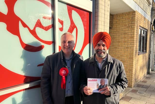 Labour’s Old Bexley and Sidcup candidate Daniel Francis, left, with Redbridge Council leader Jas Athwal, right. Credit: Jas Athwal