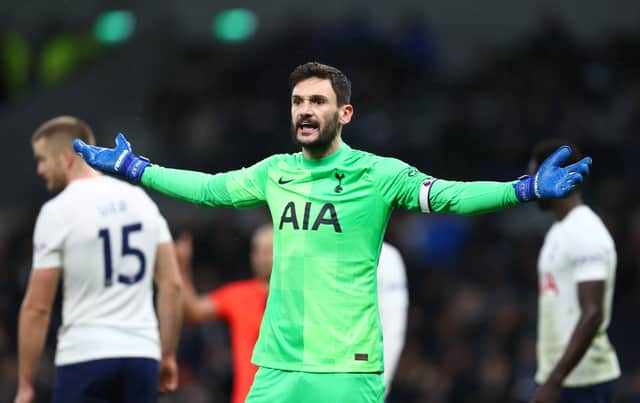 Hugo Lloris of Tottenham Hotspur reacts during the Premier League match (Photo by Julian Finney/Getty Images)