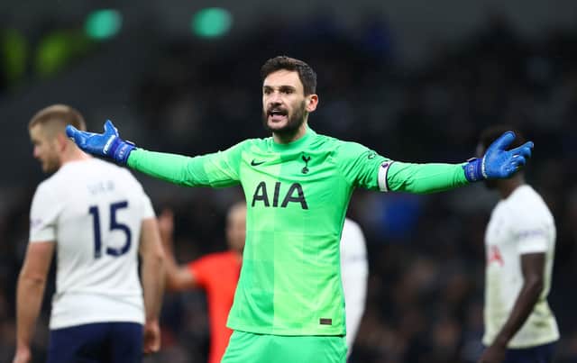 Hugo Lloris of Tottenham Hotspur reacts during the Premier League match  (Photo by Julian Finney/Getty Images)