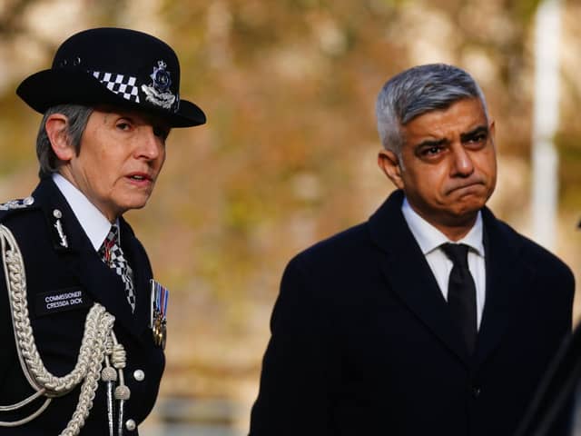 Metropolitan Police Commissioner Dame Cressida Dick with Mayor of London Sadiq Khan. Picture: Victoria Jones - Pool/Getty Images