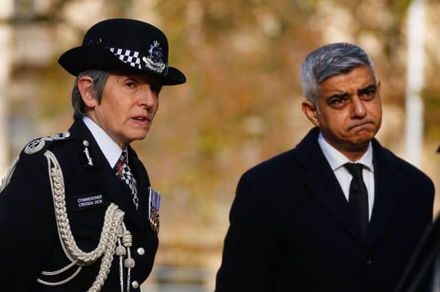 Metropolitan Police Commissioner Dame Cressida Dick with Mayor of London Sadiq Khan. Picture: Victoria Jones - Pool/Getty Images