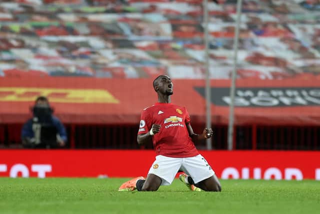 Eric Bailly of Manchester United celebrates at the final whistle of the Premier League match (Photo by Carl Recine - Pool/Getty Images)