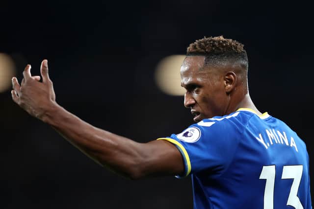 Yerry Mina of Everton Yerry Mina during the Premier League match (Photo by Jan Kruger/Getty Images)